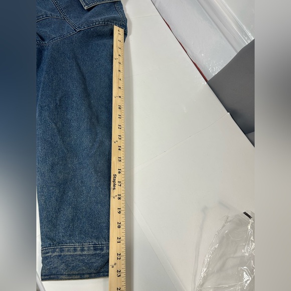 Vtg LL Bean Women's Denim Jacket Plaid Lined Shacket Blue Button Up Large 0 YR85 - Picture 9 of 9